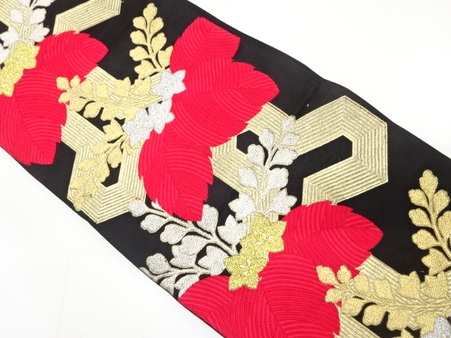 JAPANESE KIMONO / ANTIQUE FUKURO OBI / SILK / WOVEN PAULOWNIA